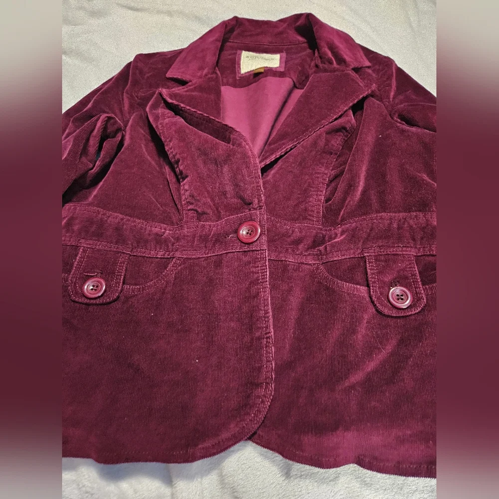 Burgundy Velvet Women's Jacket - Picture 3 of 4